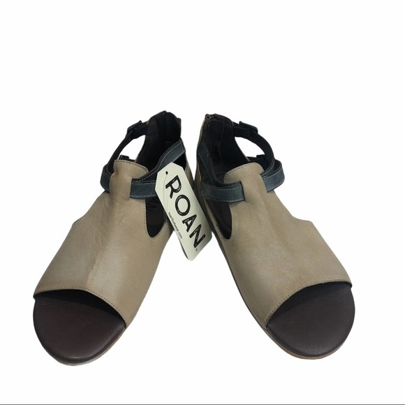 ROAN Shoes - NWT ROAN Inaya Leather Slate Gray 2-Tone Sandals 8